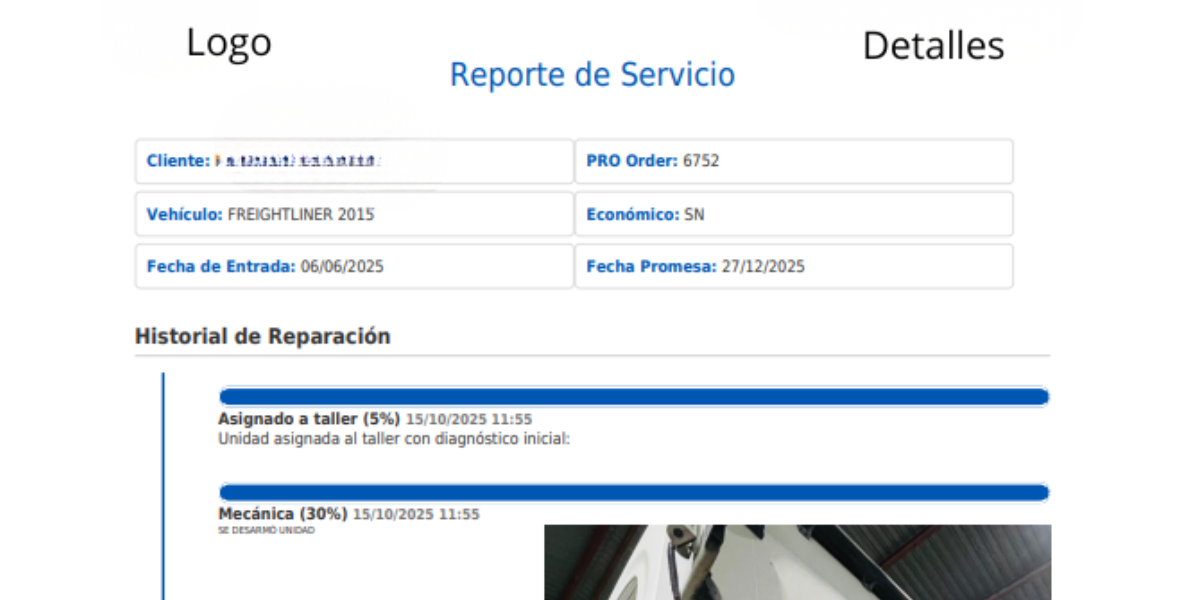 Reporte de servicio generado por AvancePro